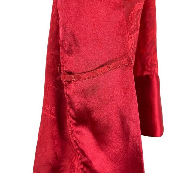 Victorias Secret Gold Label Vintage Red Satin Floral Sleepwear Lounge Robe O/S - Picture 7 of 16